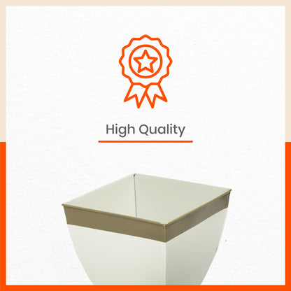 MYLA Metal Square Planters / Pots for Garden /  Balcony | Medium – White & Bronze - Set of 5