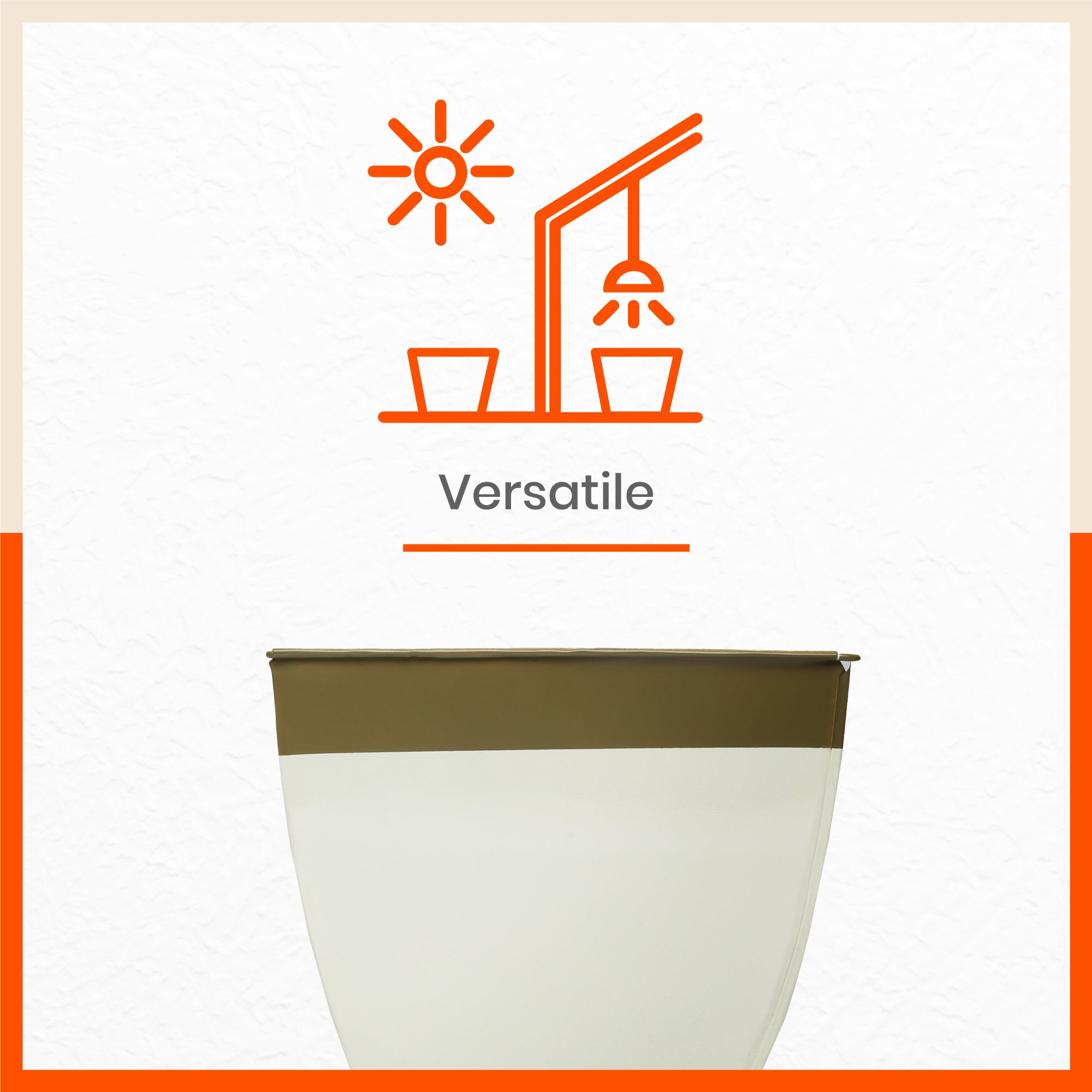 MYLA Metal Square Planters / Pots for Garden /  Balcony | Medium – White & Bronze - Set of 5