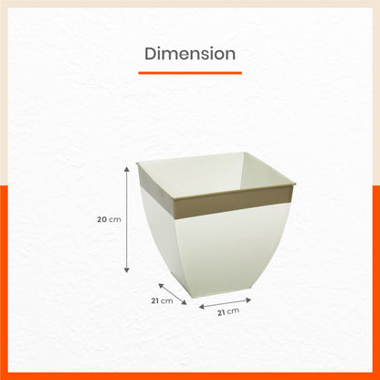 MYLA Metal Square Planters / Pots for Garden /  Balcony | Medium – White & Bronze - Set of 5