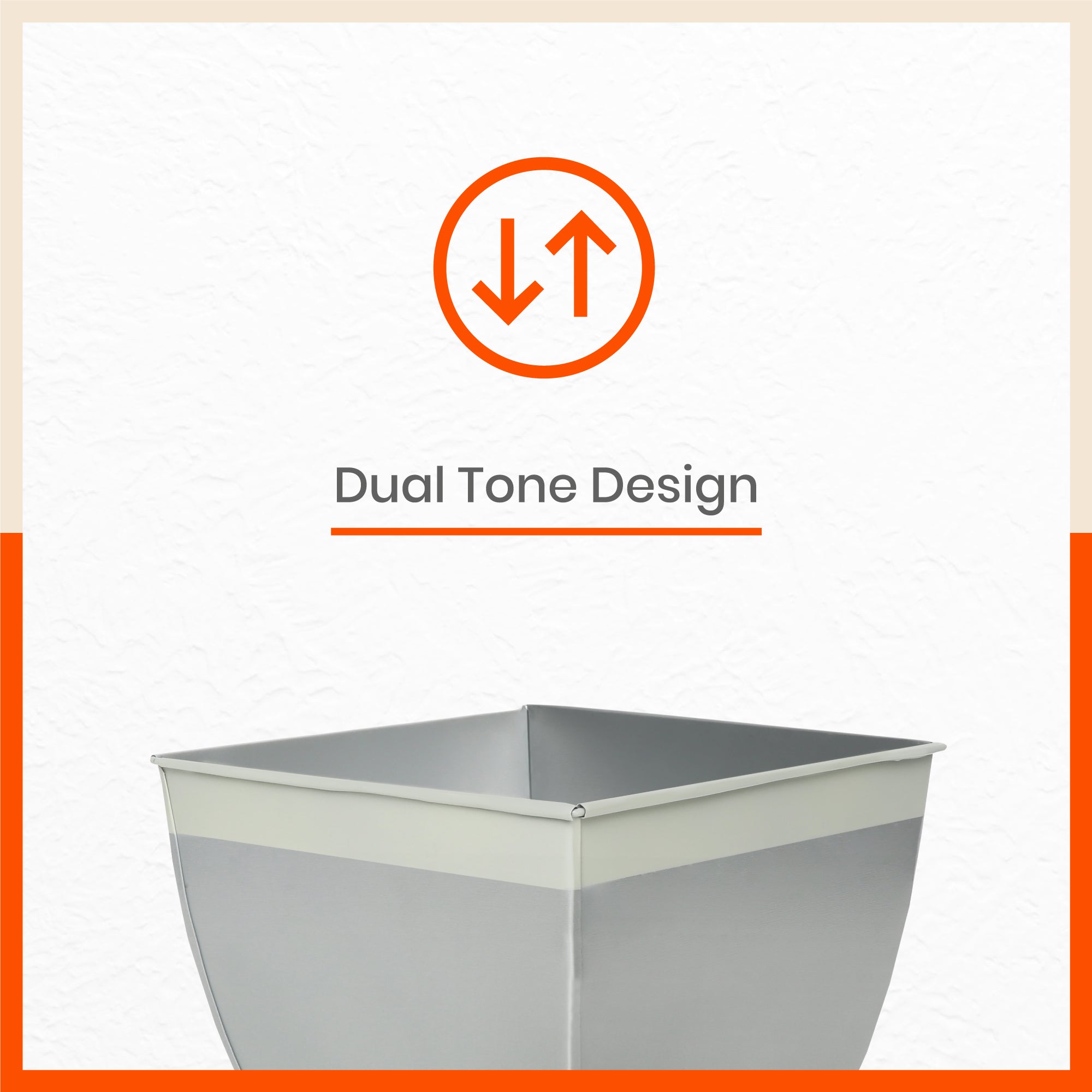 MYLA Metal Square Planters / Pots for Home / Garden /  Balcony | Medium – Ash Grey & White