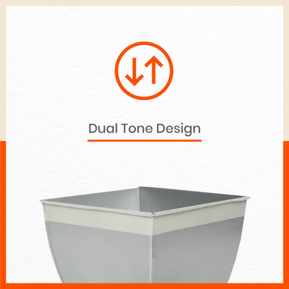 MYLA Metal Square Planters / Pots for Home / Garden /  Balcony | Medium – Ash Grey & White