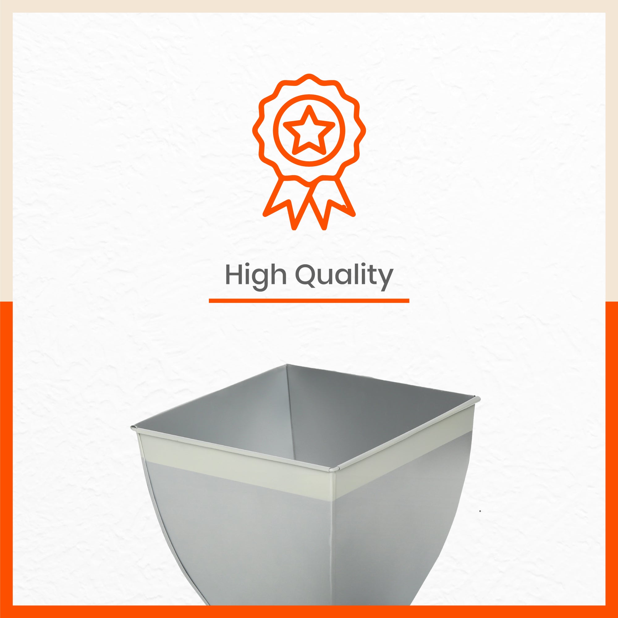 MYLA Metal Square Planters / Pots for Home / Garden /  Balcony | Medium – Ash Grey & White