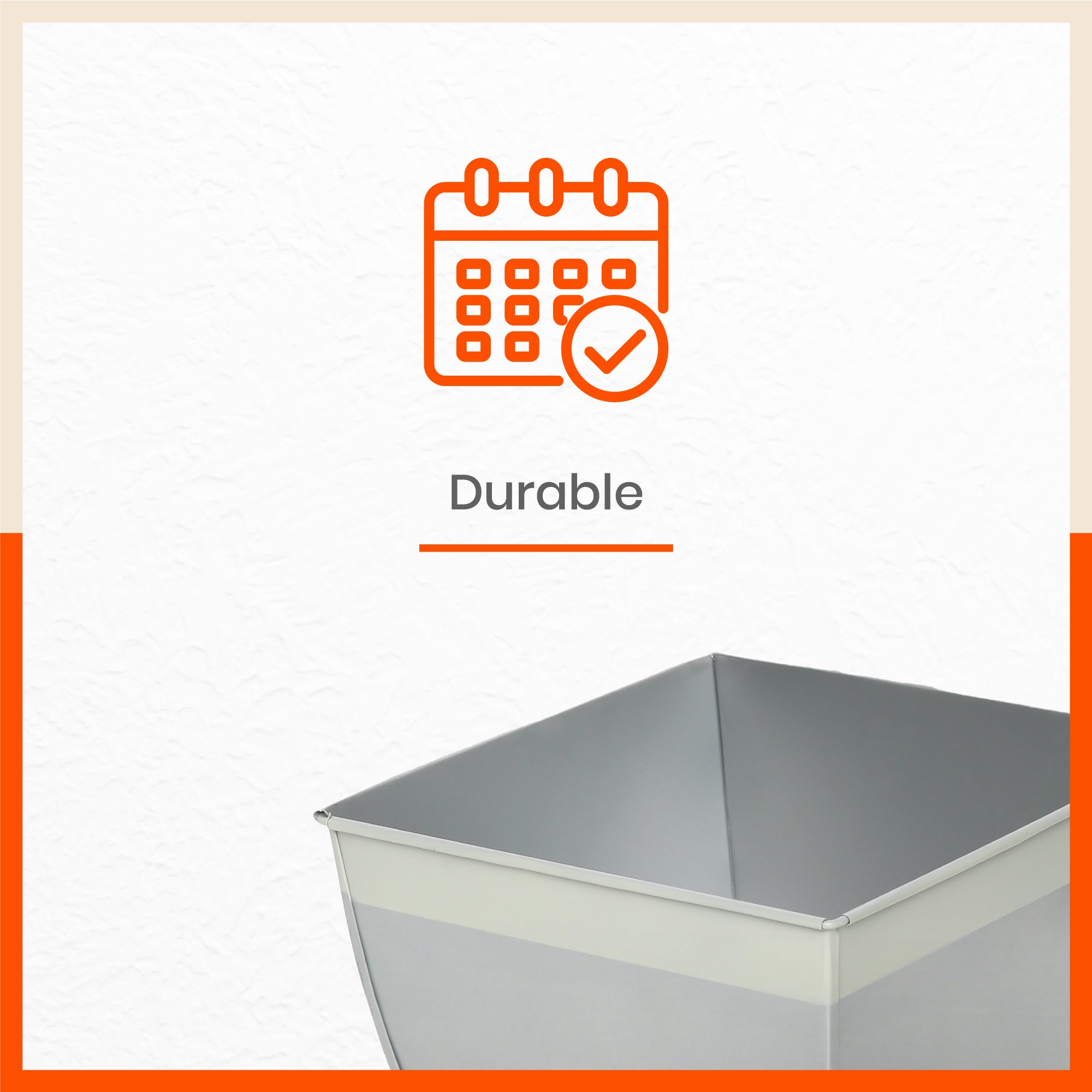 MYLA Metal Square Planters / Pots for Home / Garden /  Balcony | Medium – Ash Grey & White