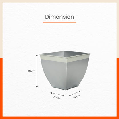 MYLA Metal Square Planters / Pots for Home / Garden /  Balcony | Medium – Ash Grey & White - Set of 5