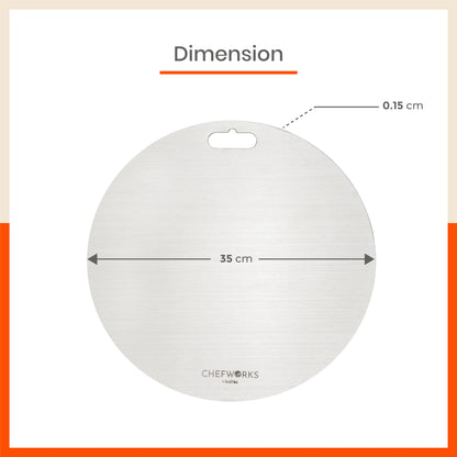 ENOX Stainless Steel Chopping Board | Circular For Home (Size: 350mm Diameter, Thickness: 1.5mm)