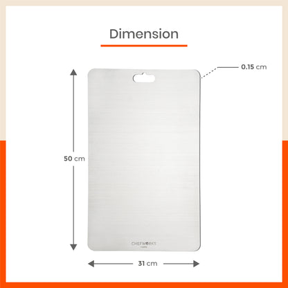 ENOX Stainless Steel Chopping Board | Extra Large For Home (Size: 310mm x 500mm, Thickness: 1.5mm)