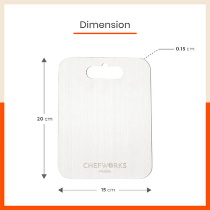 ENOX Stainless Steel Chopping Board | Small For Home (Size: 150mm x 200mm, Thickness: 1.5mm)