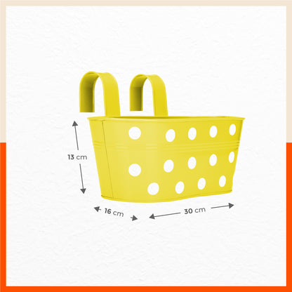 ARA Hanging Metal Pot Holders / Planters for Balcony / Garden | Yellow