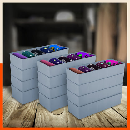 Stomo Dori Multi-Purpose Stackable Drawer Organizer For Home | Ash - Set of 12