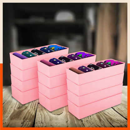 Stomo Dori Multi-Purpose Stackable Drawer Organizer For Home | Peach - Set of 12