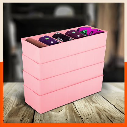 Stomo Dori Multi-Purpose Stackable Drawer Organizer For Home | Peach - Set of 4