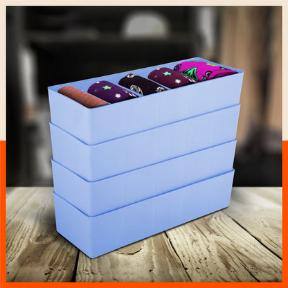 Stomo Dori Multi-Purpose Stackable Drawer Organizer For Home | Sky Blue - Set of 4