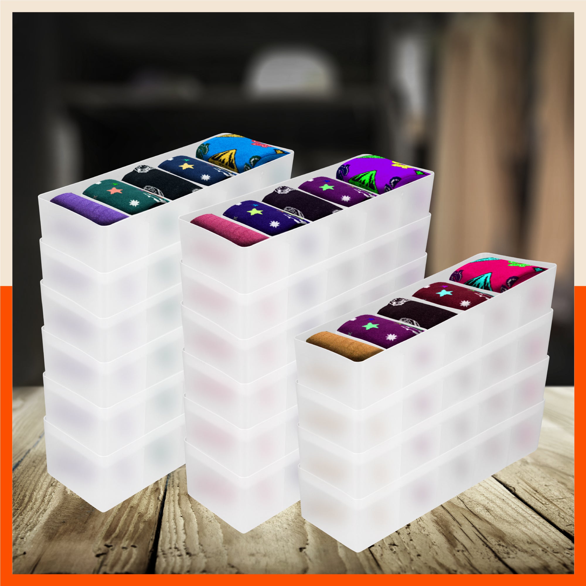 Stomo Dori Multi-Purpose Stackable Drawer Organizer For Home | Frost - Set of 16