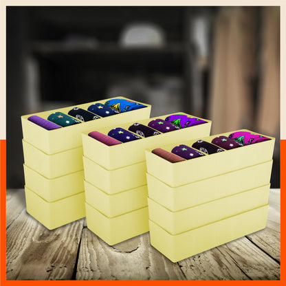 Stomo Dori Multi-Purpose Stackable Drawer Organizer For Home | Lemon - Set of 12