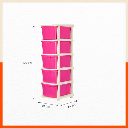 Stomo 5 Drawer Multi-Purpose Storage Organizer for Home and Office (Pink)