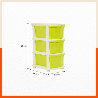 Stomo 3 Drawer Multi-Purpose Storage Organizer for Home and Office (Green)