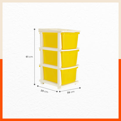 Stomo 3 Drawer Multi-Purpose Storage Organizer for Home and Office (Yellow)