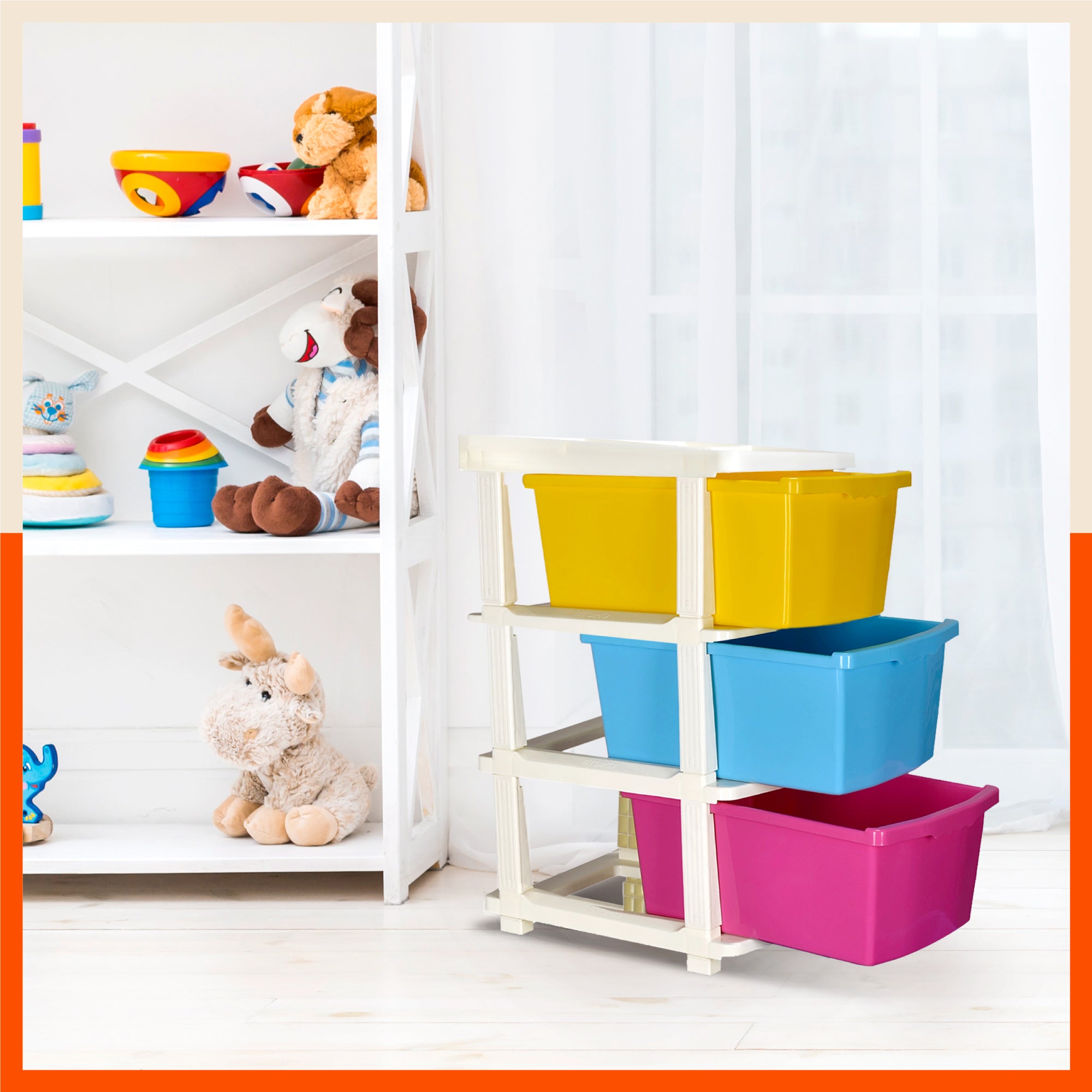 Stomo 3 Drawer Multi-Purpose Storage Organizer for Home and Office