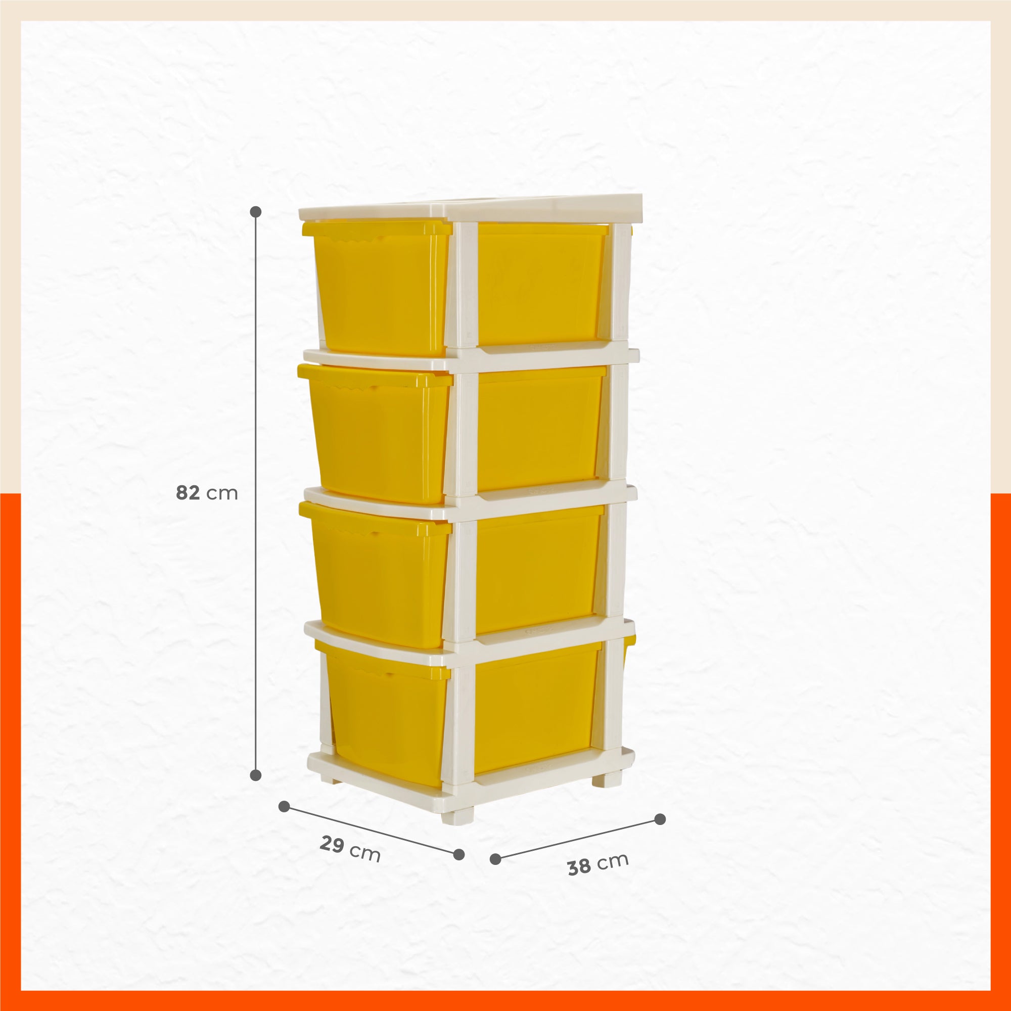 Stomo 4 Drawer Multi-Purpose Storage Organizer for Home and Office (Yellow)