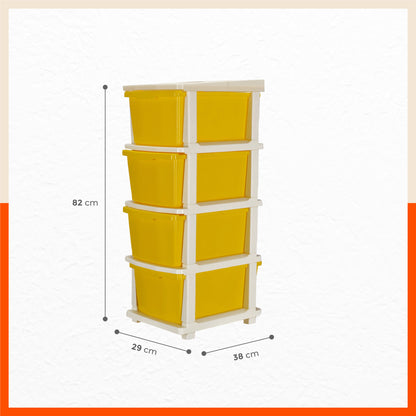 Stomo 4 Drawer Multi-Purpose Storage Organizer for Home and Office (Yellow)