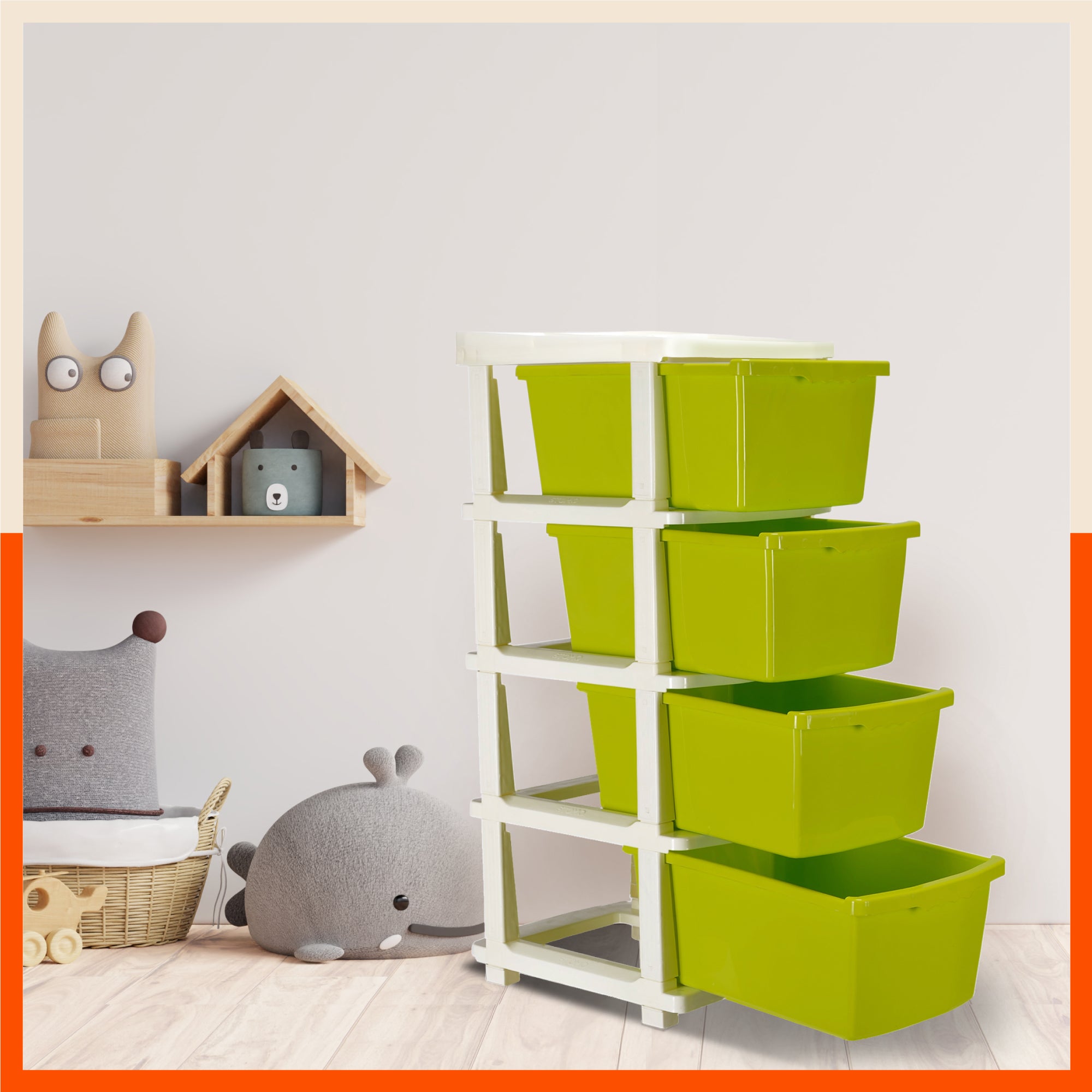 Stomo 4 Drawer Multi-Purpose Storage Organizer for Home and Office (Green)
