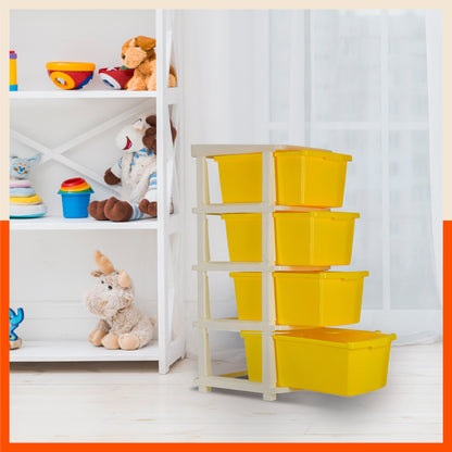 Stomo 4 Drawer Multi-Purpose Storage Organizer for Home and Office (Yellow)
