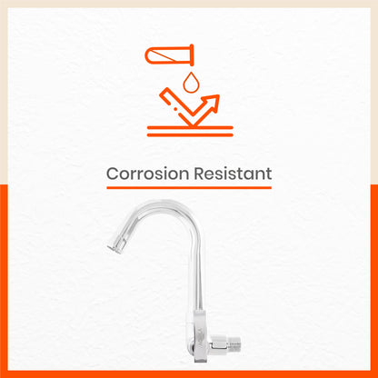 Aquila Wall Mountable Swan Neck Tap With Flange For Kitchen/Bathroom