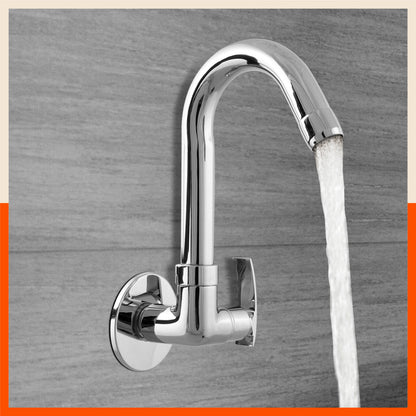 Aquila Wall Mountable Swan Neck Tap With Flange For Kitchen/Bathroom