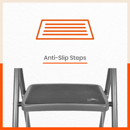 Bathla Boost 2 - Step Foldable Steel Ladder For Home