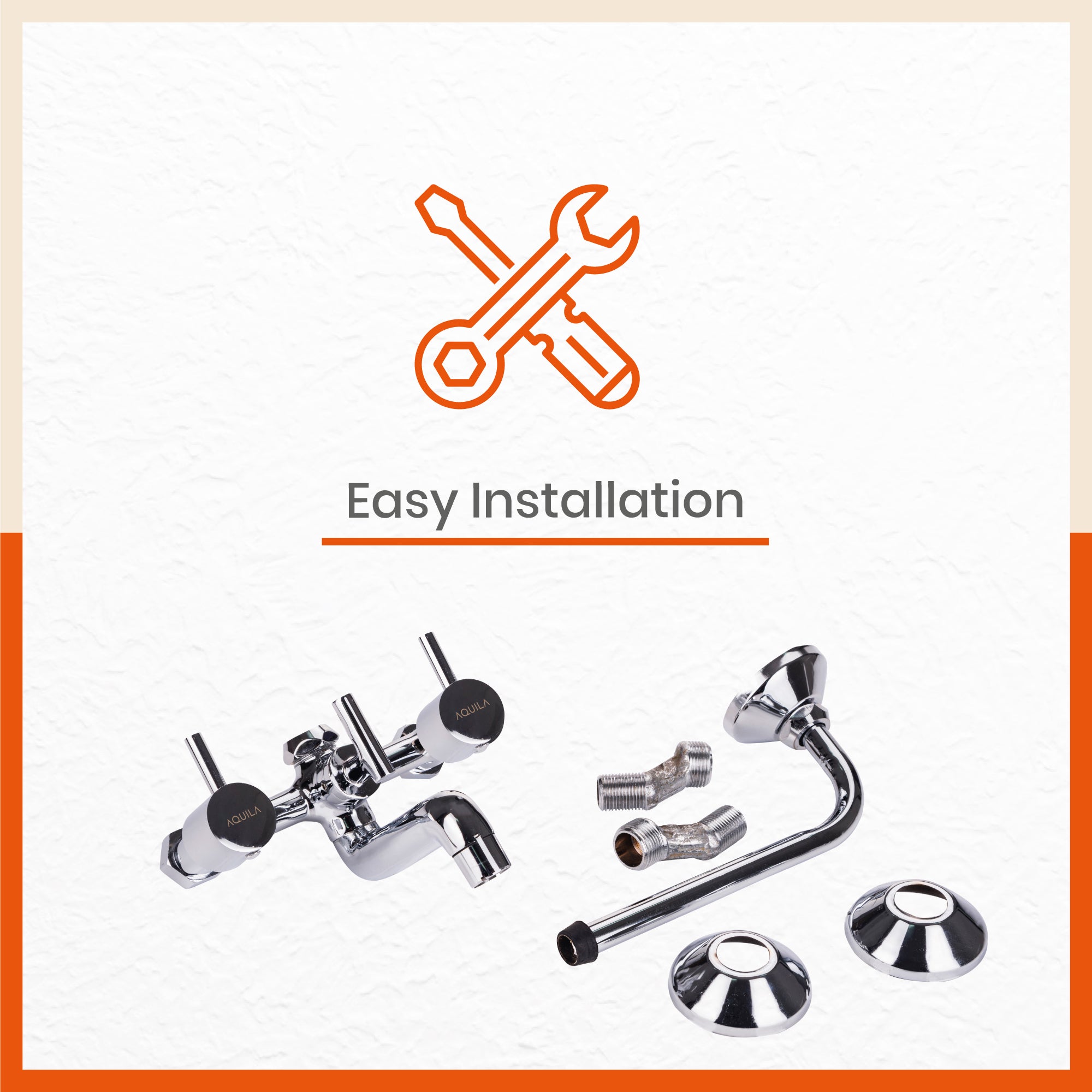 RUNA Heavy Duty Brass Multifunction Wall Mountable & Corrosion Resistant Wall Mixer/Bathroom Tap Set with Overhead Shower Provision