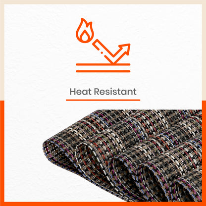 Woven PVC Table Mats / Placemats for Dining Table at Home (Bert - Set of 6)