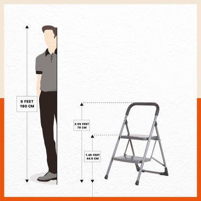 Bathla Boost 2 - Step Foldable Steel Ladder For Home