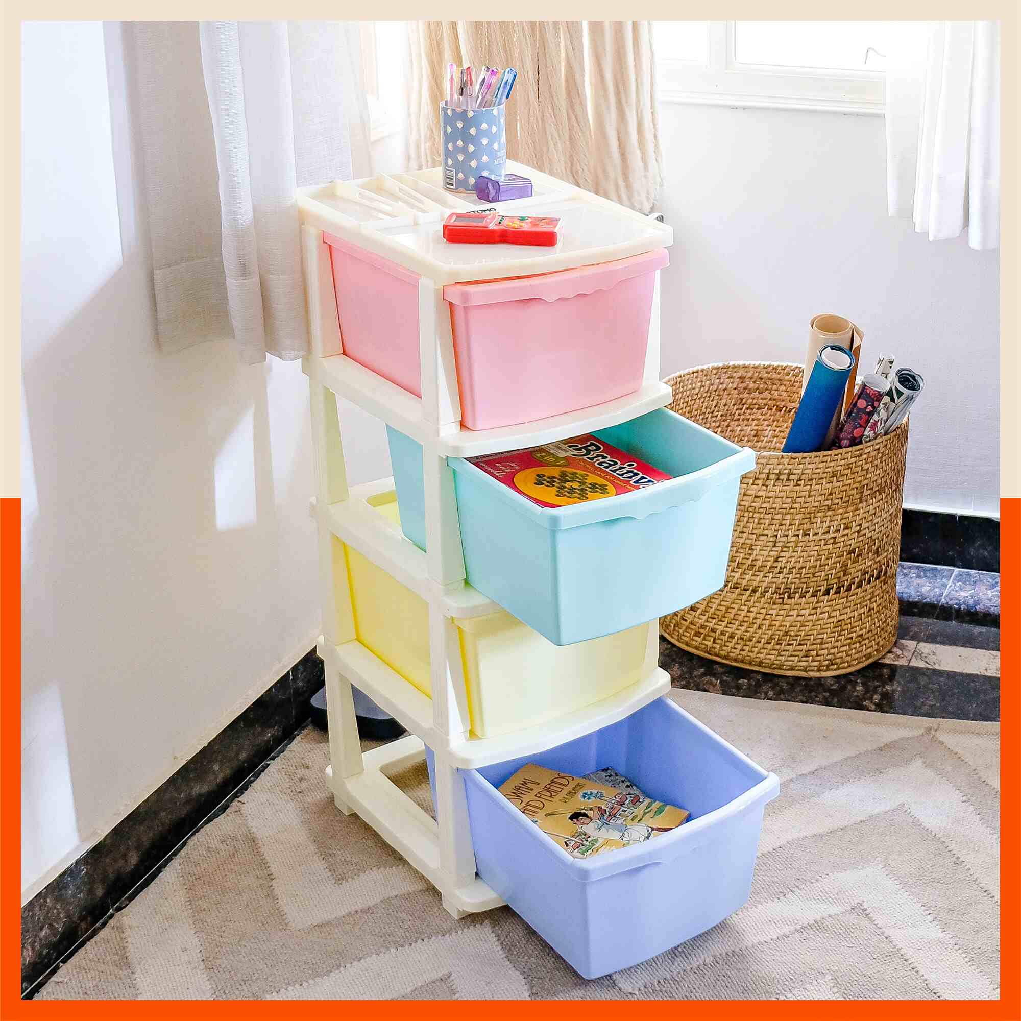 Stomo 6 Multi-Purpose Storage Organizer for Home and Office (Sandy)