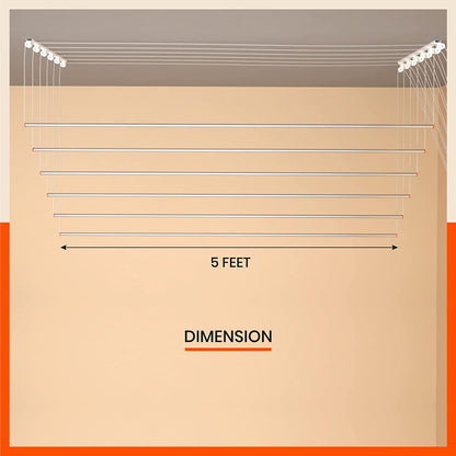 Bathla Mobidry Exa Stainless Steel Ceiling Cloth Dryer - 5ft x 5 Pipes