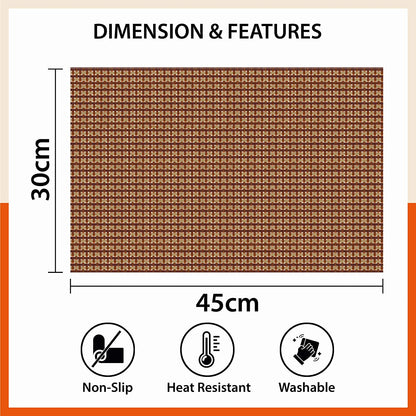Woven PVC Table Mats / Placemats for Dining Table at Home (Earl - Set of 6)