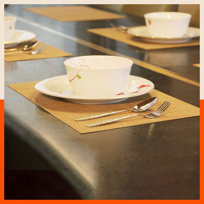 Woven PVC Table Mats / Placemats for Dining Table at Home (Syro - Set of 6)