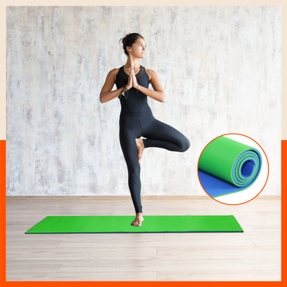 Kriya Classic Yoga Mat | Ink Blue & Lime Green (Size: 24” x 72” Thickness: 8mm)