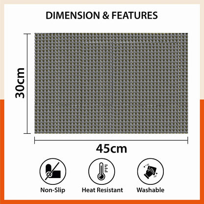 Woven PVC Table Mats / Placemats for Dining Table at Home (Liam - Set of 6)