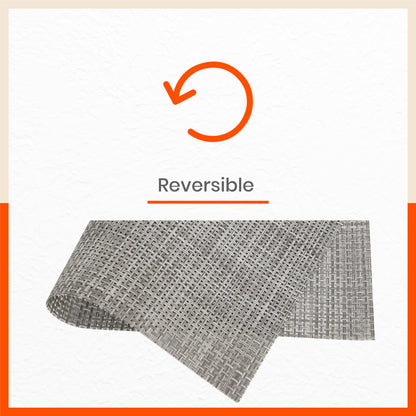Woven PVC Table Mats / Placemats for Dining Table at Home (Luca - Set of 6)