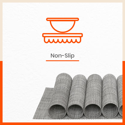 Woven PVC Table Mats / Placemats for Dining Table at Home (Luca - Set of 6)