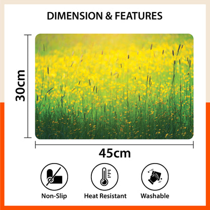 Polypropylene Table Mats & Coasters for Dining Table at Home (Meadow - Set of 6)