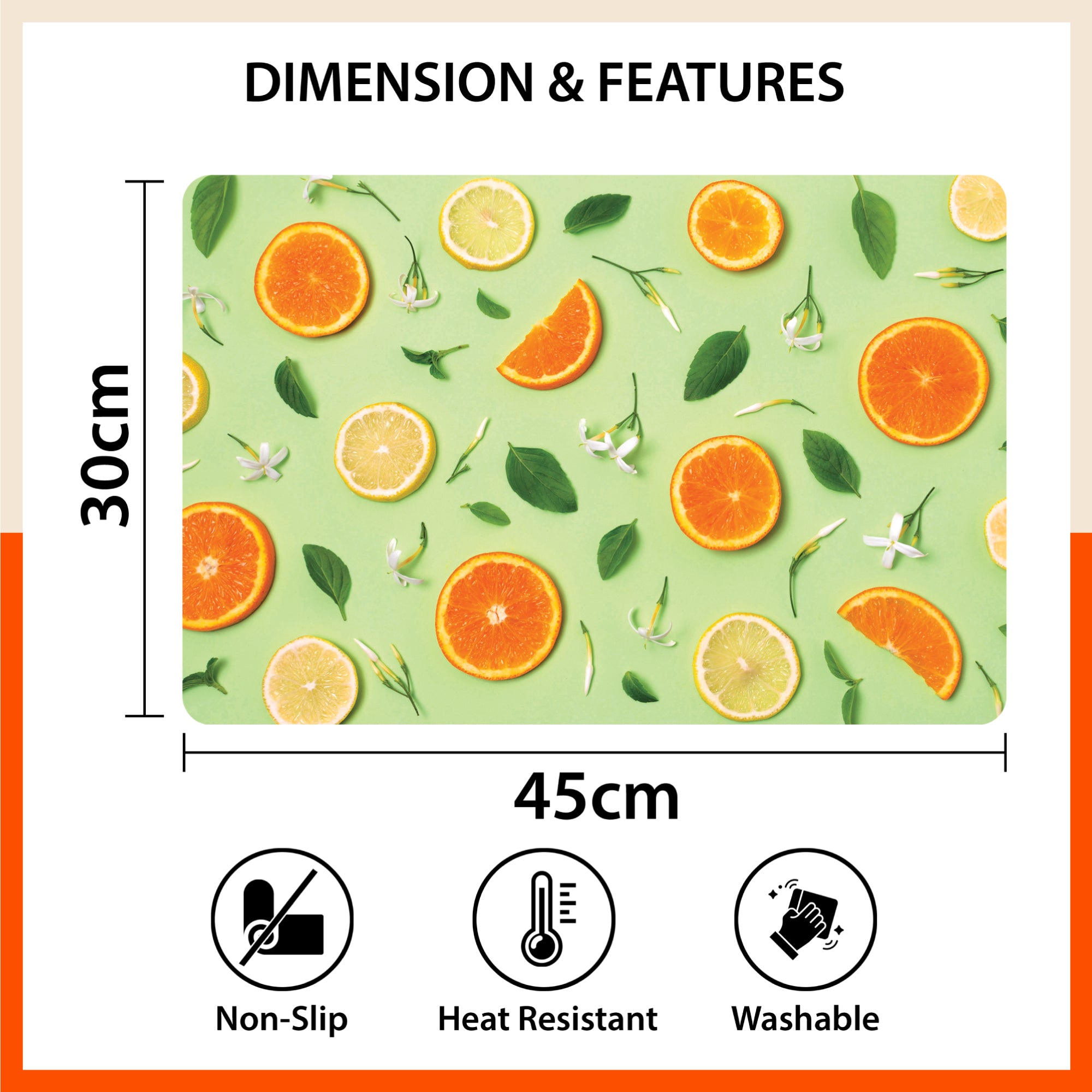 Polypropylene Table Mats & Coasters for Dining Table at Home (Fruchte - Set of 6)