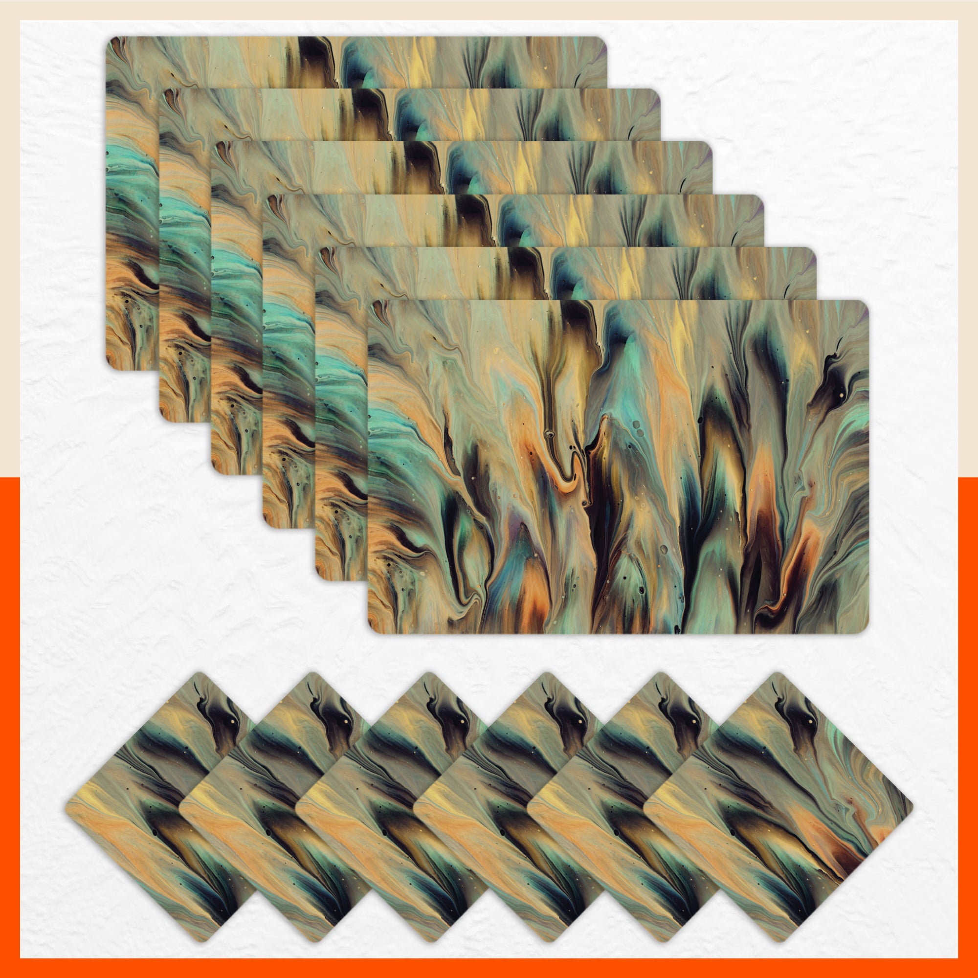 Polypropylene Table Mats & Coasters for Dining Table at Home (Twirl - Set of 6)
