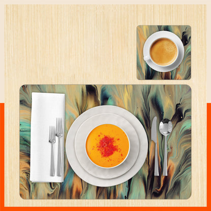 Polypropylene Table Mats & Coasters for Dining Table at Home (Twirl - Set of 6)