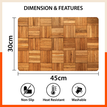 Polypropylene Table Mats & Coasters for Dining Table at Home (Madera - Set of 6)