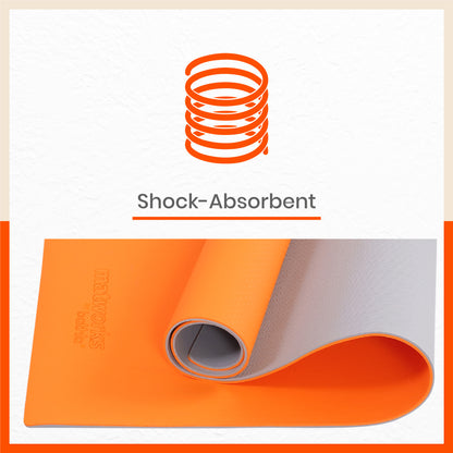 Moksh Premium Yoga Mat | Orange & Grey (Size: 24” x 72” Thickness: 6mm)