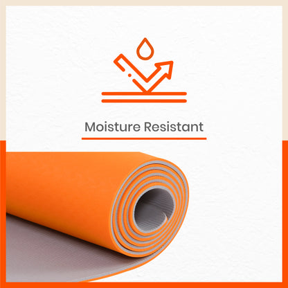 Kriya Classic Yoga Mat | Orange & Grey (Size: 24” x 72” Thickness: 6mm)