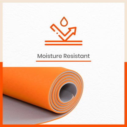 Moksh Premium Yoga Mat | Orange & Grey (Size: 24” x 72” Thickness: 6mm)