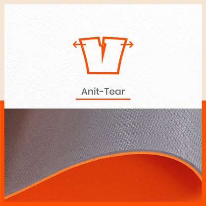 Moksh Premium Yoga Mat | Orange & Grey (Size: 24” x 72” Thickness: 8mm)