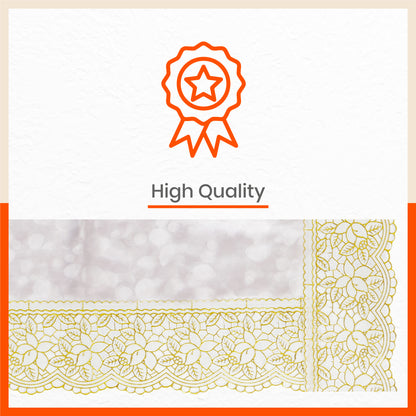 Aurum Plastic Table Cover with Golden Lace for Dining Table at Home - Rectangular - (60" x 108") | Pebbles